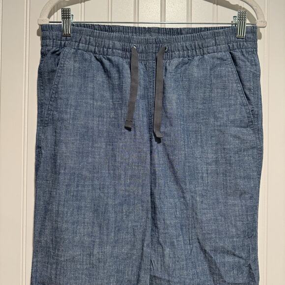 LL Bean Favorite Fit Blue Linen Cropped Pants Size 4 Petite - Picture 3 of 6